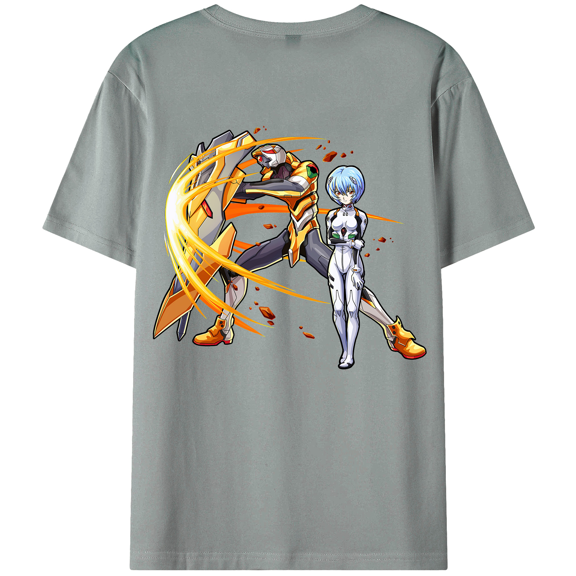 （画像用） EVA 新世紀エヴァンゲリオン 綿100％ メンズ半袖Tシャツ（バックプリント） 通気性